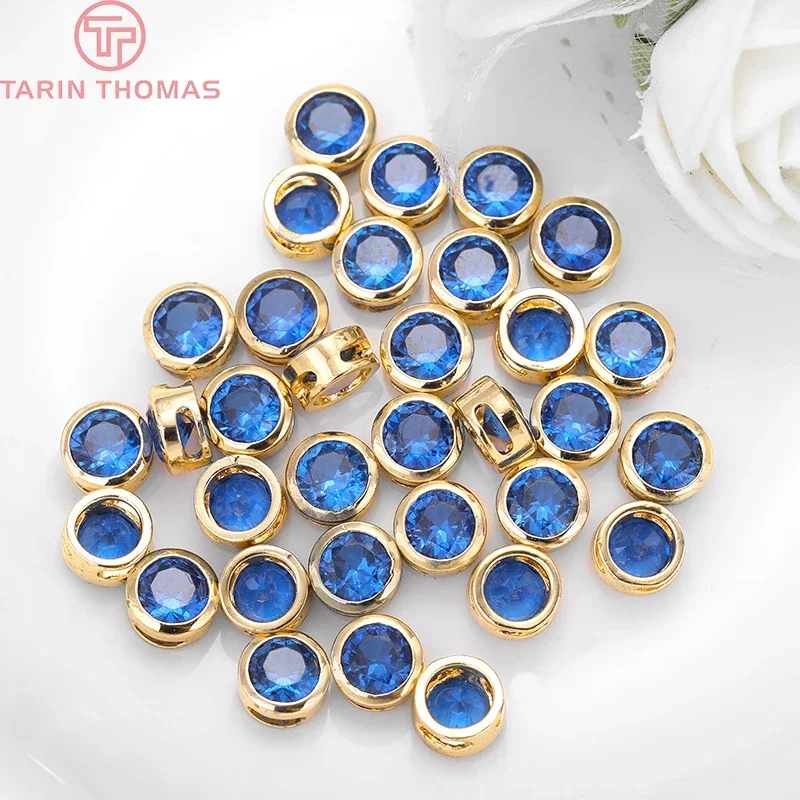 (4370)4 шт. 5 3 мм 7 6 24-каратное золотое покрытие бюстгальтеры с цирконом-прокладкой