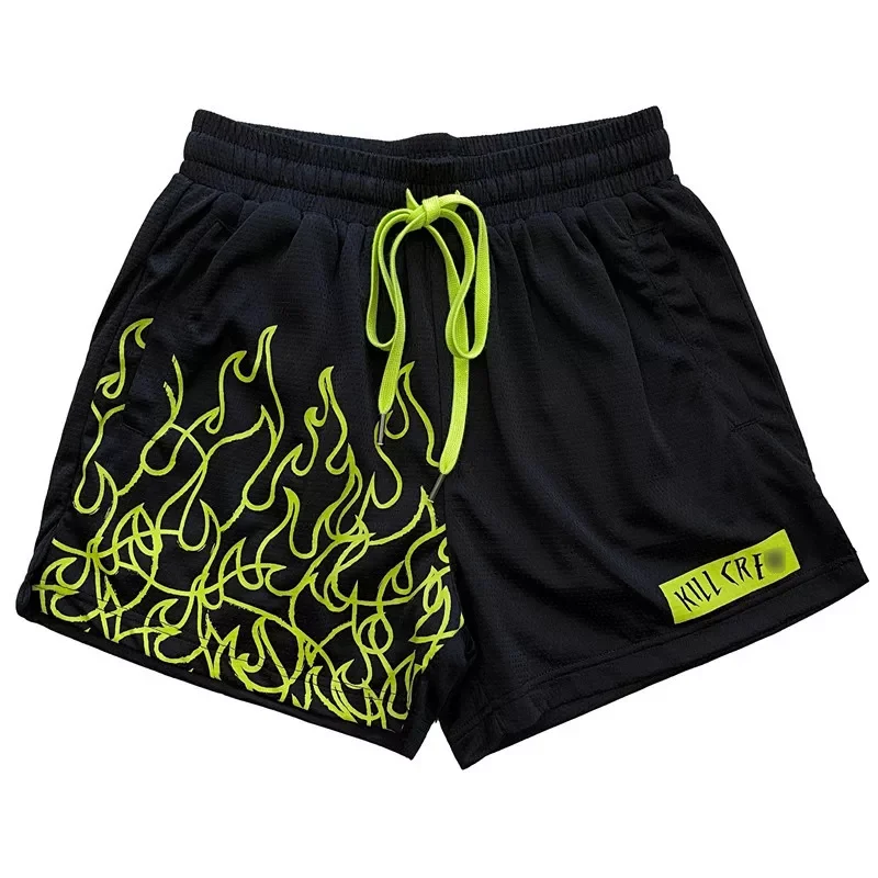 

2022New Men Mesh Shorts Summer Joggers Breathable Quick-Drying Gyms Print Bodybuilding Fitness Beach Men's Shorts Brand Swea