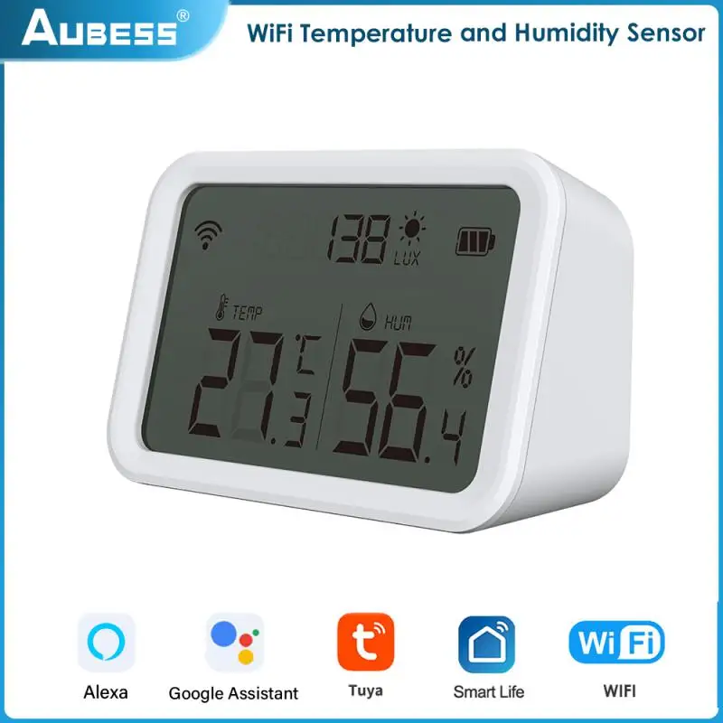 

Tuya WiFi 2 In 1 Temperature & Humidity Sensor + Luminance Detection Sensor Works With Alexa Google Assistant