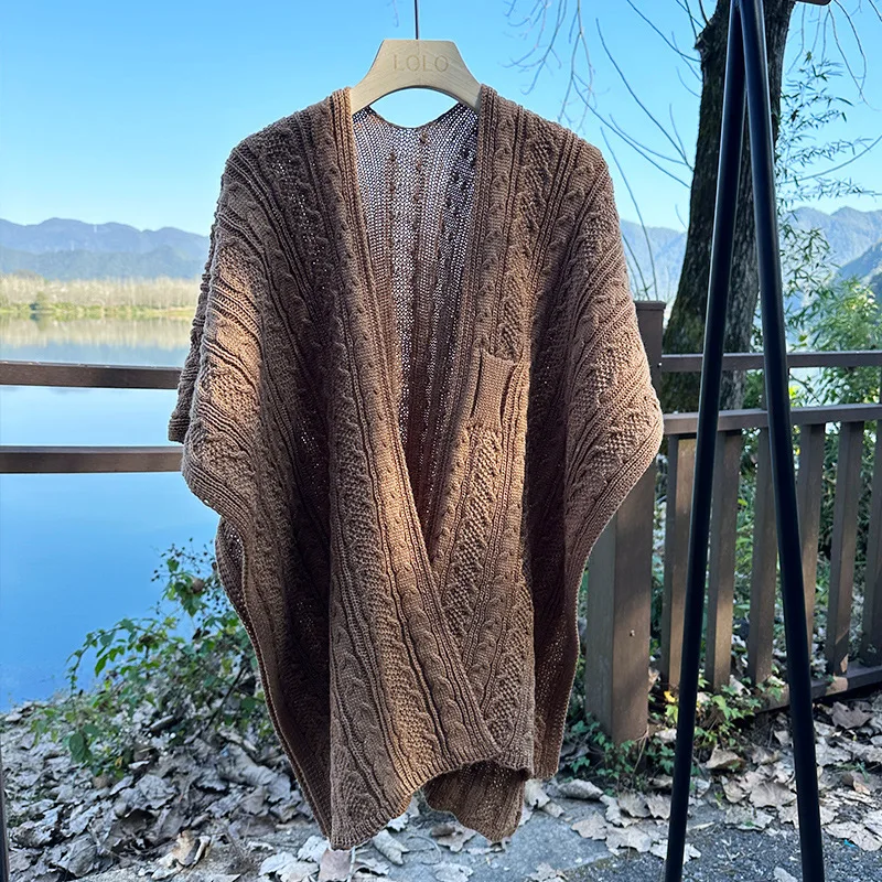 Осенняя женская уличная одежда с перекрестными ремнями вязаный кардиган вязаная