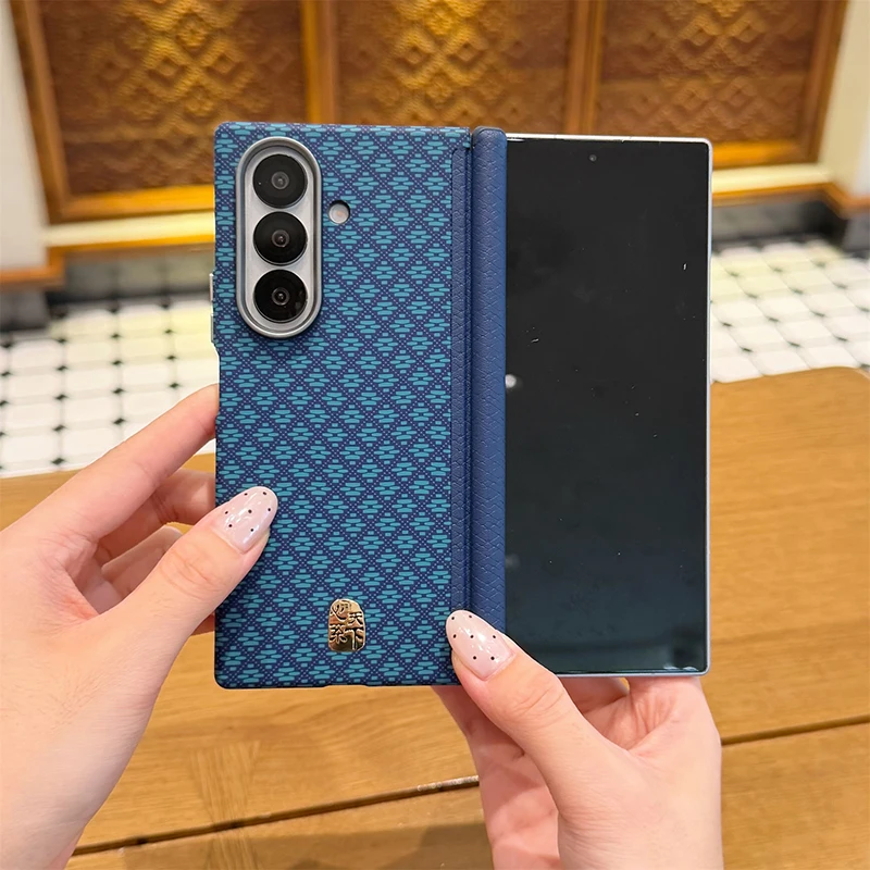 Фото Чехол для Samsung Z Fold8 Ultra 7 6 5 Z Fold Special W24 W26 W27 с двойной осевой защитой шарнира, с ромбовидной сеткой, магнитный, для мобильного телефона №1