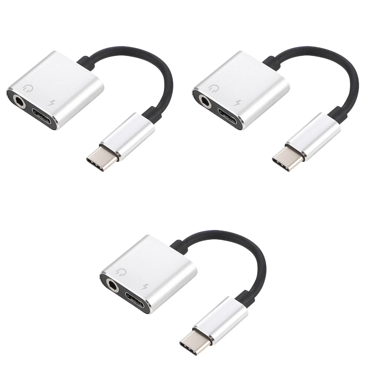 

3pcs USB Type to 3.5mm Adapter Cable 2 In 1 Type-C to 3.5mm Jack Stereo Headphone Mic Adapter Aux Converter Charging