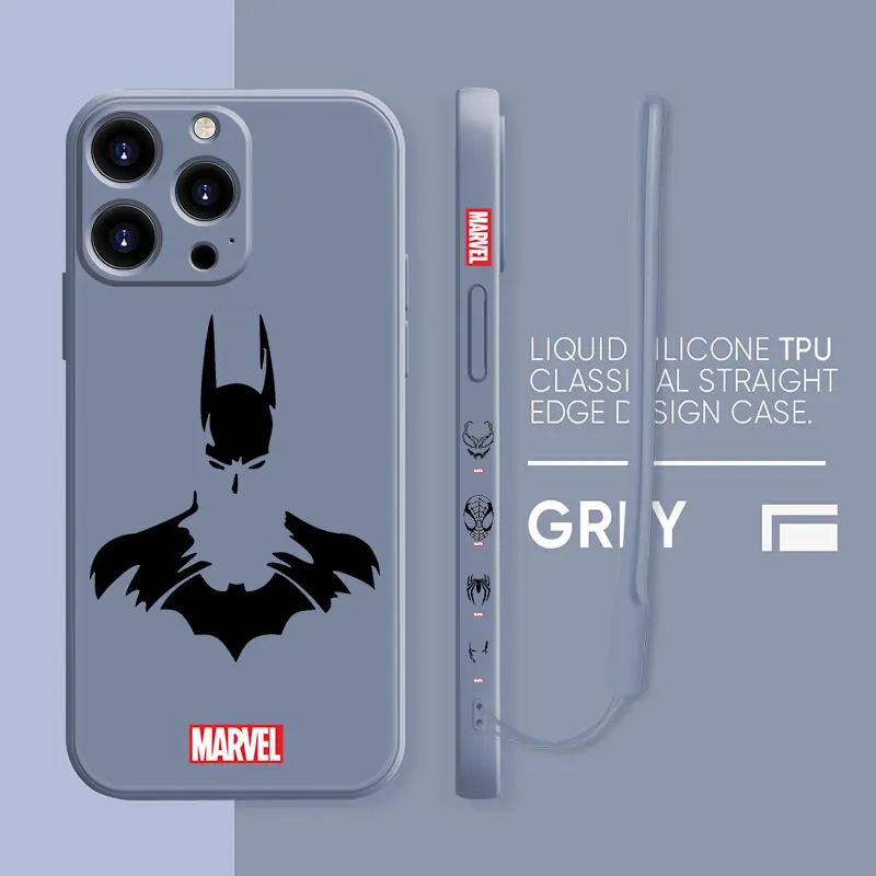 

TPU Liquid Case for Apple iPhone 13 12 11 Pro Max SE XS XR 7 8 Plus iPhon 7p Celular Full Marvel Black Line Batman Venom