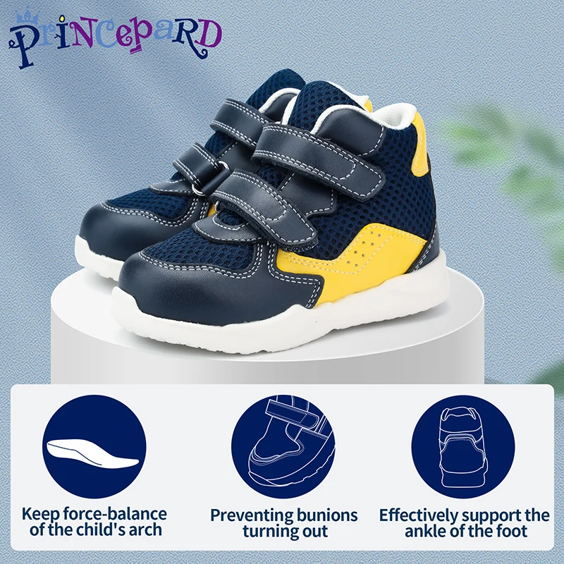 Toddler First Walking Shoes Kids Orthotic Sneakers for Boys Girls Princepard AFO Leather Corrective Trainers with Arch Support