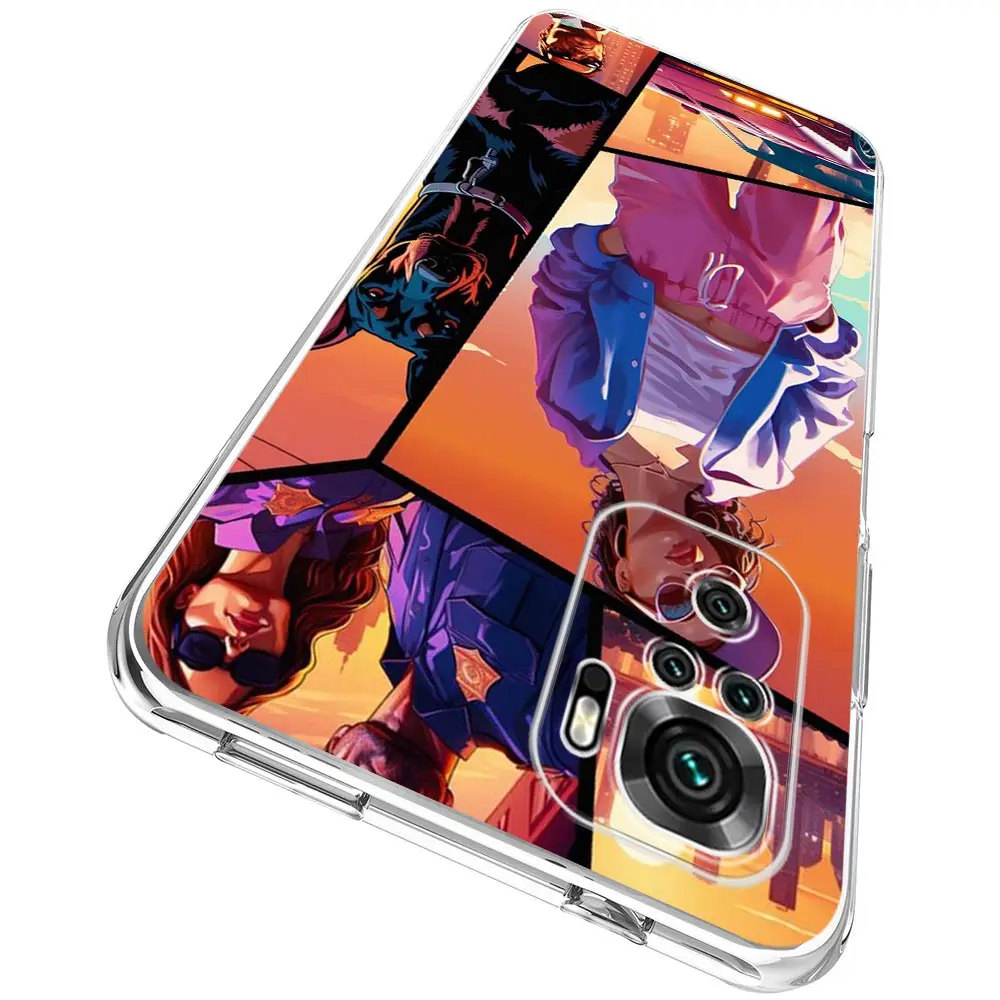 Чехол для телефона G-GTA 6G-Grand Theft Xiaomi Redmi Note 13 12 5G 9S 9 8 10 11 Pro 4G 9T 13C 12C 10C 9C 9A 7 прозрачный