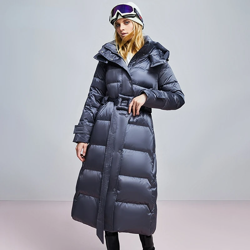 Temperament waist down jacket for women 2022 winter new fashion and versatile long coat for women down jacket
