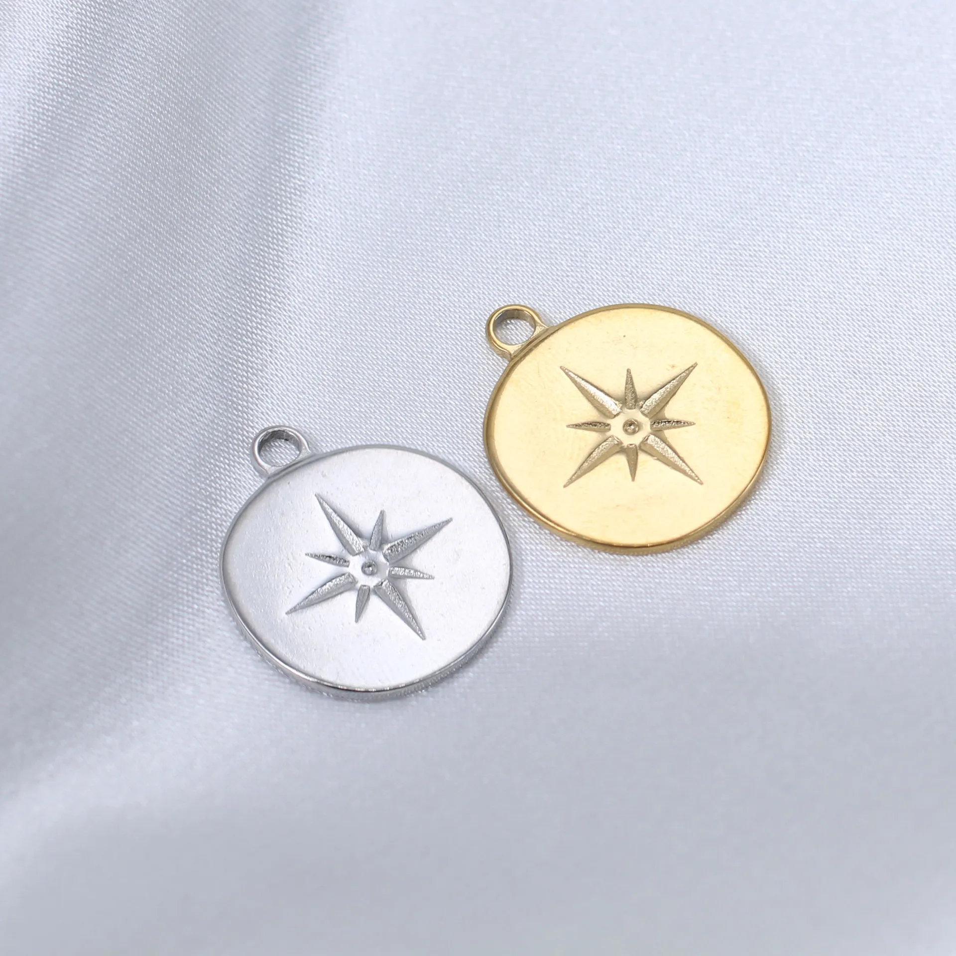 

DOOYIO 18mm*21mm Round Star Pendant Stainless Steel Charms 3pcs/Lot Necklace Bracelet Earring DIY Jewelry Making Accessories