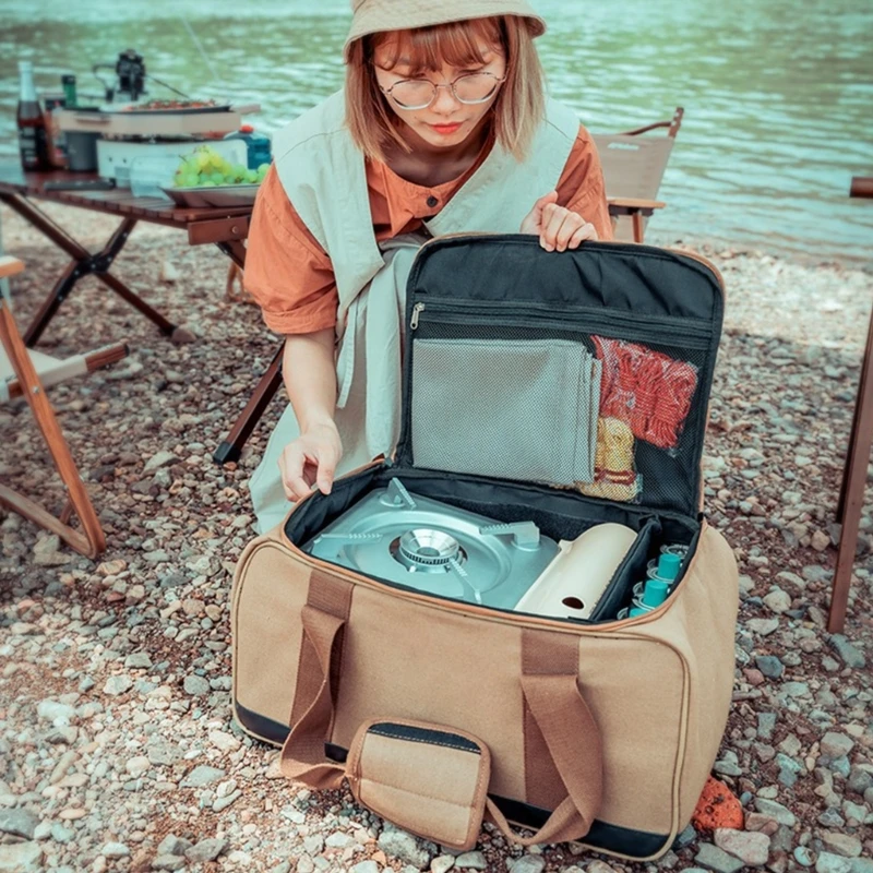 

Waterproof Outdoor Camping Gas Stove, Gas Canister, Pot Carry Bag Stove Storage Bag Picnic Basket Cookware Storage Bag