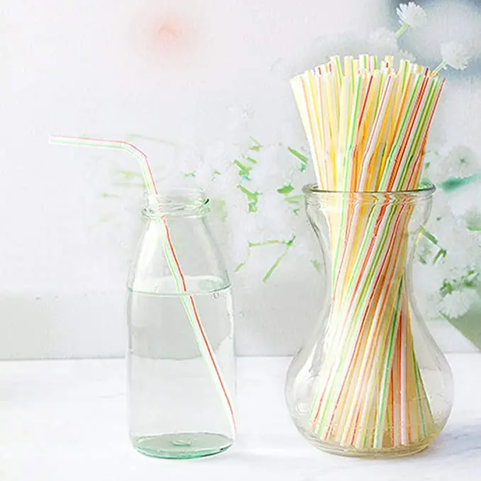 

500pcs Flexible Disposable Plastic Drinking Straws, Disposable Colored Elbow Material Straws Juice Drink Milk Tea Straws