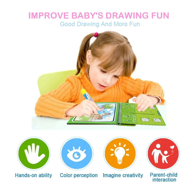 

Early Educational Water Color Book DIY Premium Quality Soft Books with Pen for Toddlers Early Education Supplies