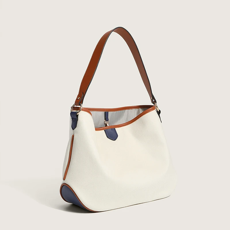 Large-capacity Canvas Shoulder Bag Women's Casual Simple Beige Fashion Handbag Versatile Convenient Crossbody Bags for Woman