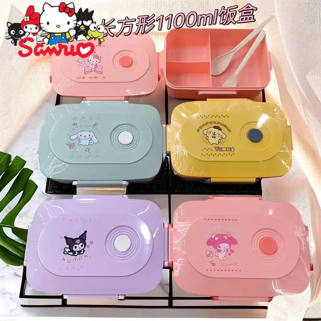 

Sanrio Melody Kuromi Hello Kitty Cinnamoroll Pochacco Cartoon Plastic Student Lunch Box Crisper Box for Office Workers Bento Box