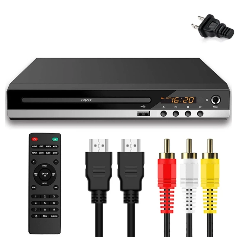 

High-defination 1080P Home DVD Player Box for TV, All Region Free DVD CD-Discs Player AV-Output Built-in MIC-port H8WD