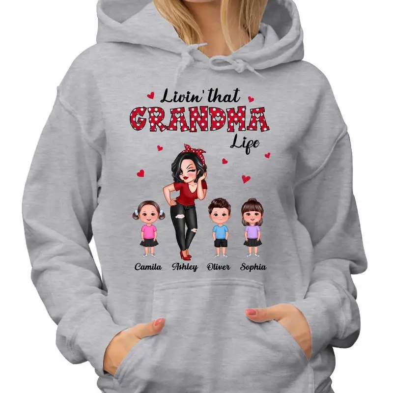 

Polka Dot Pattern Livin‘ That Grandma Life Personalized Shirt