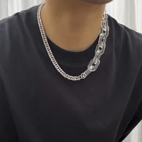 hip hop thick transparent acrylic choker necklace men punk stainless steel splicing chains chunky necklaces 2022 fashion jewelry