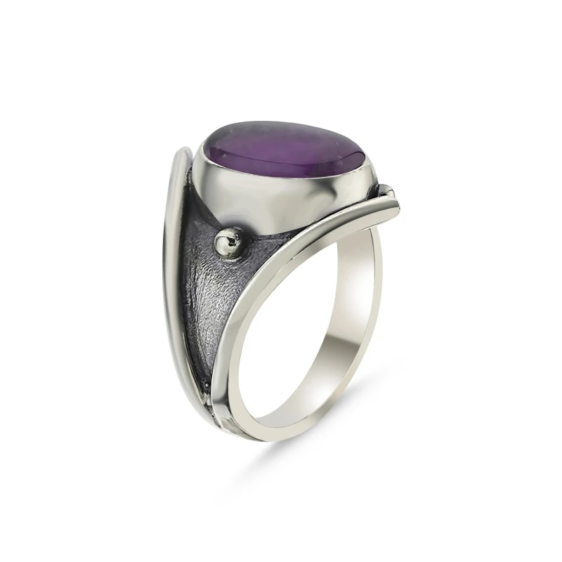 

Silver 925 Sterling Amethyst Stone Handwork Ring