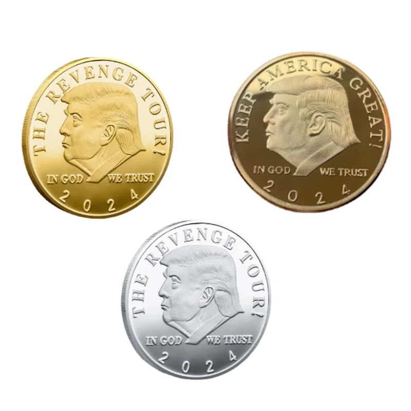 

2024 U.S. Presidential Trump Election Gold Duoble Color Commemorative Coin Challenge Coin Coins Collectibles #5