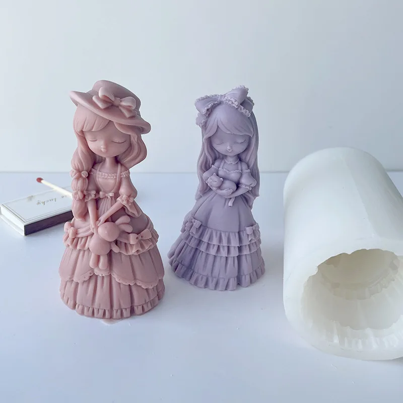

Dreamy Princess Doll Candle Silicone Mold Gypsum Form Carving Art Aromatherapy Plaster Resin Mold Home Decoration Wedding Gift