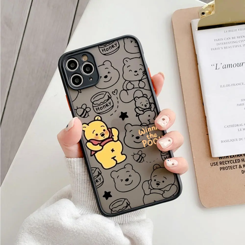 Фото Милый матовый чехол с Винни-Пухом для iPhone 17E 17 16 16E 15 14 13 12 11 Pro Max 17Air 7 8 Plus XR XS, противоударный защитный чехол-броня №5