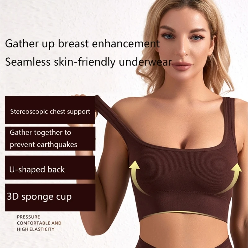 Фото Спортивные бюстгальтеры Yoga Crop Top Ударопрочный бюстгальтер для йоги Тренировки Тренажерный зал Топы для женщин №2