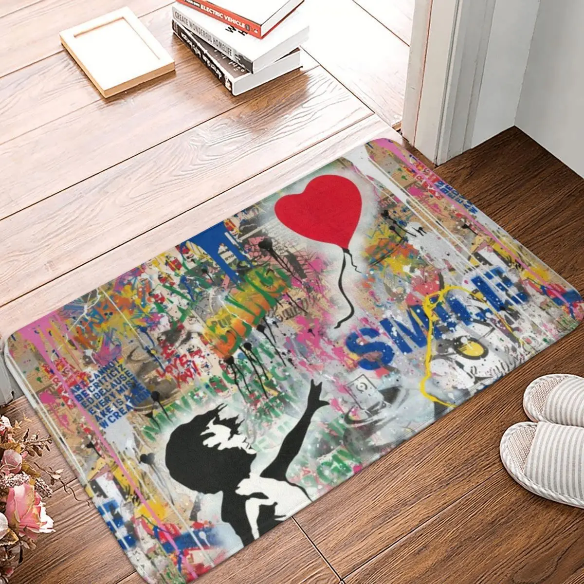 Напольный коврик для ванной с изображением девушки воздушного шара