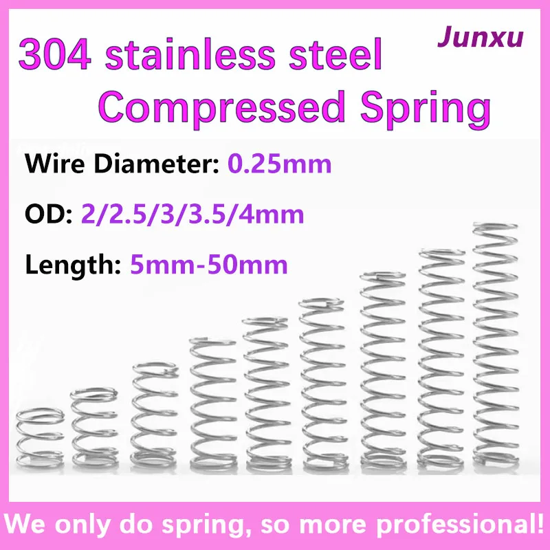

20 шт./лот 0,25 мм нержавеющая сталь микро маленькая компрессионная пружина OD 2/2, 5/3/3, 5/4 мм длина от 5 мм до 50 мм