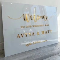 wedding welcome sign white 3d acrylic sign venue sign wedding d%c3%a9cor in gold rose gold silver mirror personalised 3d lettering
