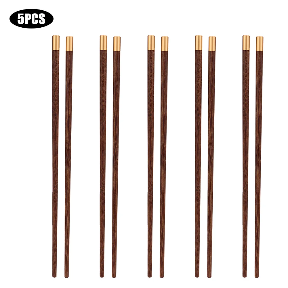

Household Handcraft Reusable Chopsticks Set Top-grade Gift Chopsticks Kitchen Tools5 Pair Wenge Chopsticks