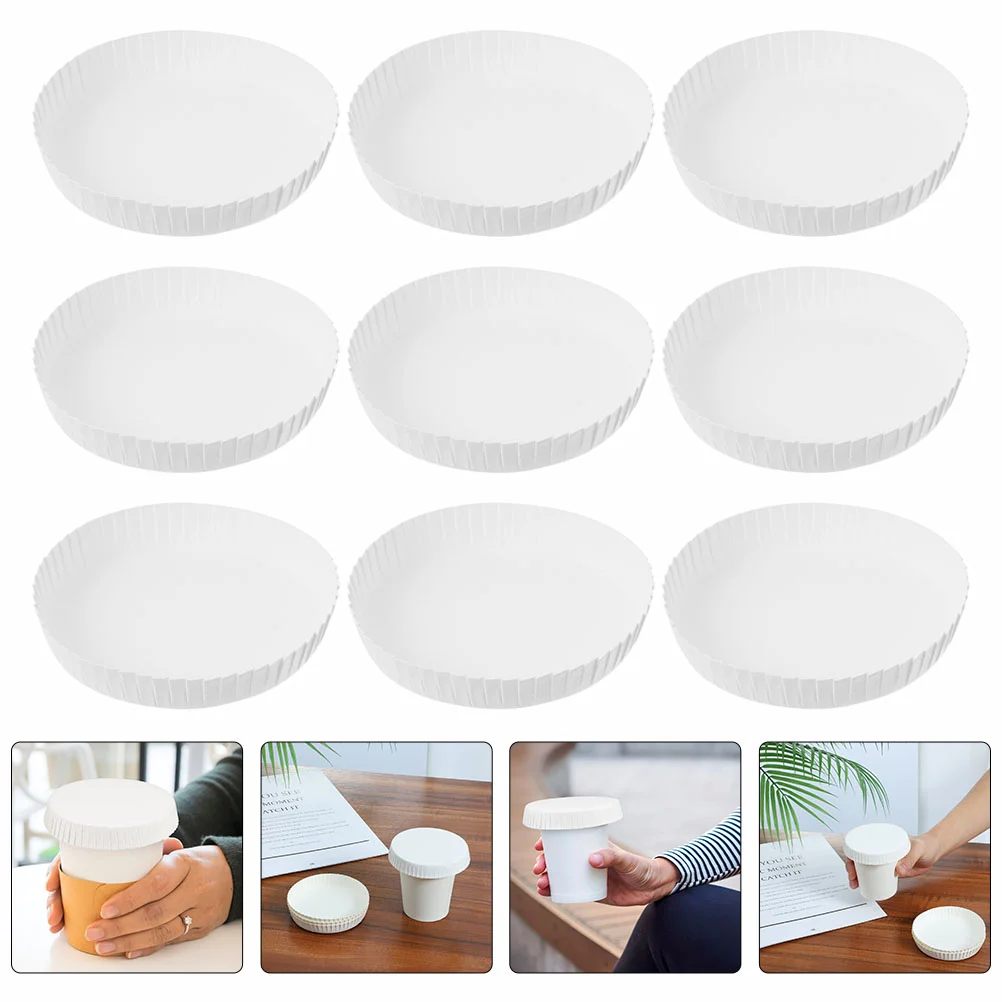 

Disposable Paper Cup Covers Anti Splash Drinking Cup Lids Stackable Juice Tea Coffee Mug Caps For Home Office KTV Bars