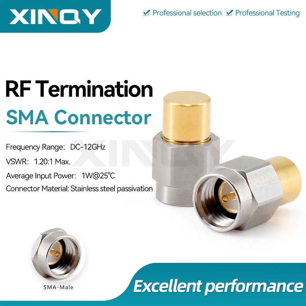 Фото XINQY SMA-имитатор нагрузки, нержавеющая сталь, SMA Male, 12 ГГц, 1 Вт, тестовая нагрузка, низкий коэффициент ВСВР, SMA-заглушка №1