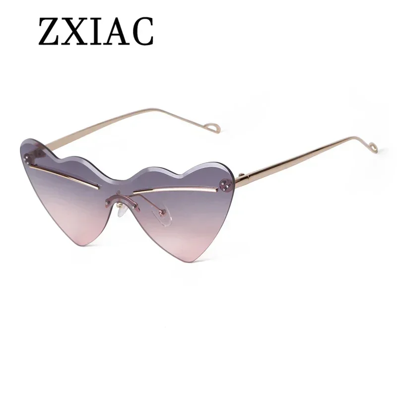 ZXIAC модные безрамные солнцезащитные очки в форме сердца для женщин без оправы