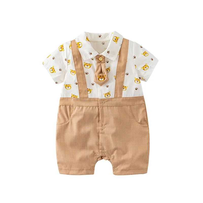 Newborn Baby Clothes Summer Clothes Boy One-Piece Clothes Gentleman Rompers
