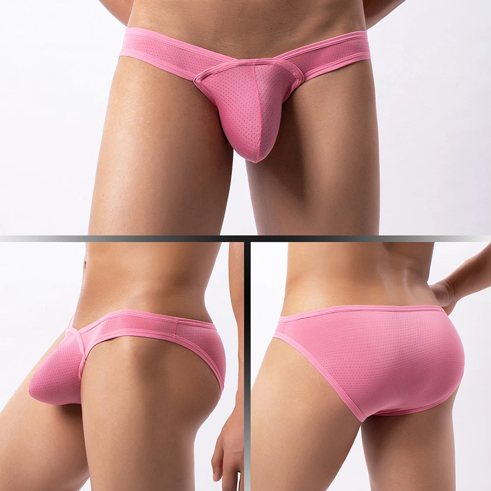 

Men T Back Sexy Briefs Mesh U-Convex Briefs Elastic Underwear Male Pouch Panties Breathable Low-waist Lingerie Calzoncillos