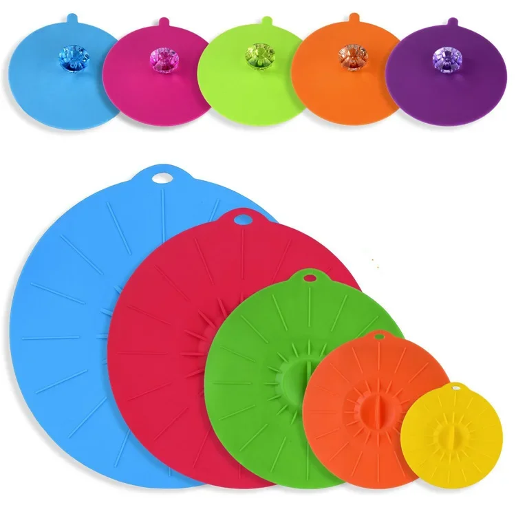 

Многоразовые силиконовые крышки для пищевых контейнеров, герметичные, от протекания, набор из 5 предметов для сохранения свежести, силиконовые кухонные аксессуары