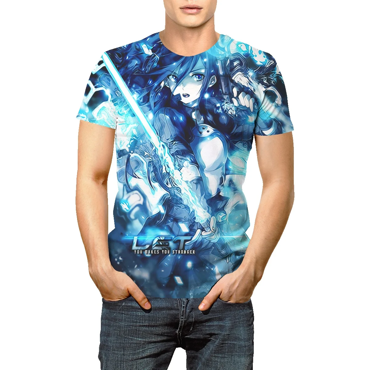 

Sword Art Online ins tide brand men's summer trend short-sleeved t-shirt men's casual simple wild loose half-sleeved t-shirt