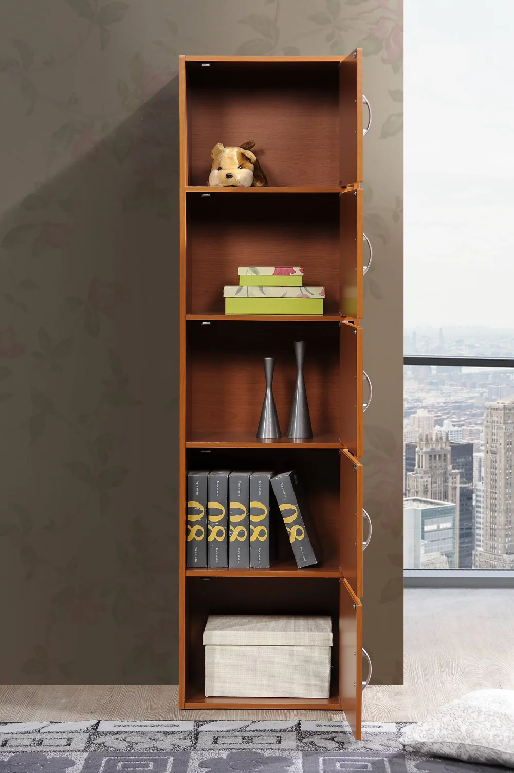 

5-Shelf, 5-Door Multipurpose Cabinet, Brown organizador organizador cocina