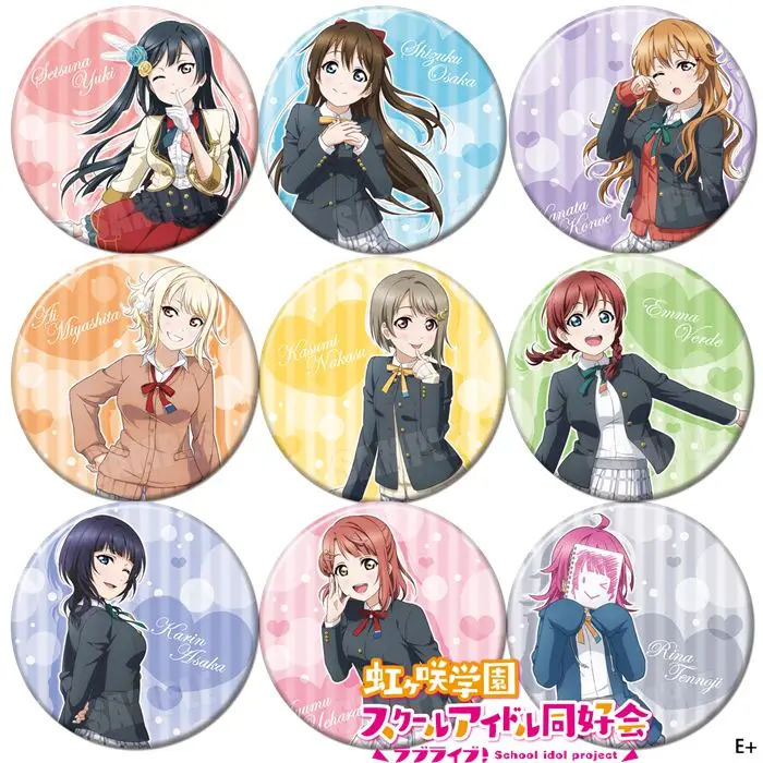 Аниме Love Live Konoe Kanata Asaka Karin Miyashita ИИ фигурка 58 мм значок круглая брошь булавка 1627