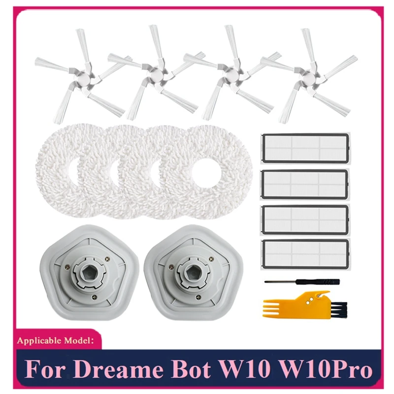 

Сменные детали для робота-пылесоса Dreame W10/W10 Pro, моющийся фильтр HEPA, Швабра, ткань запасные боковые щетки, 16 шт.