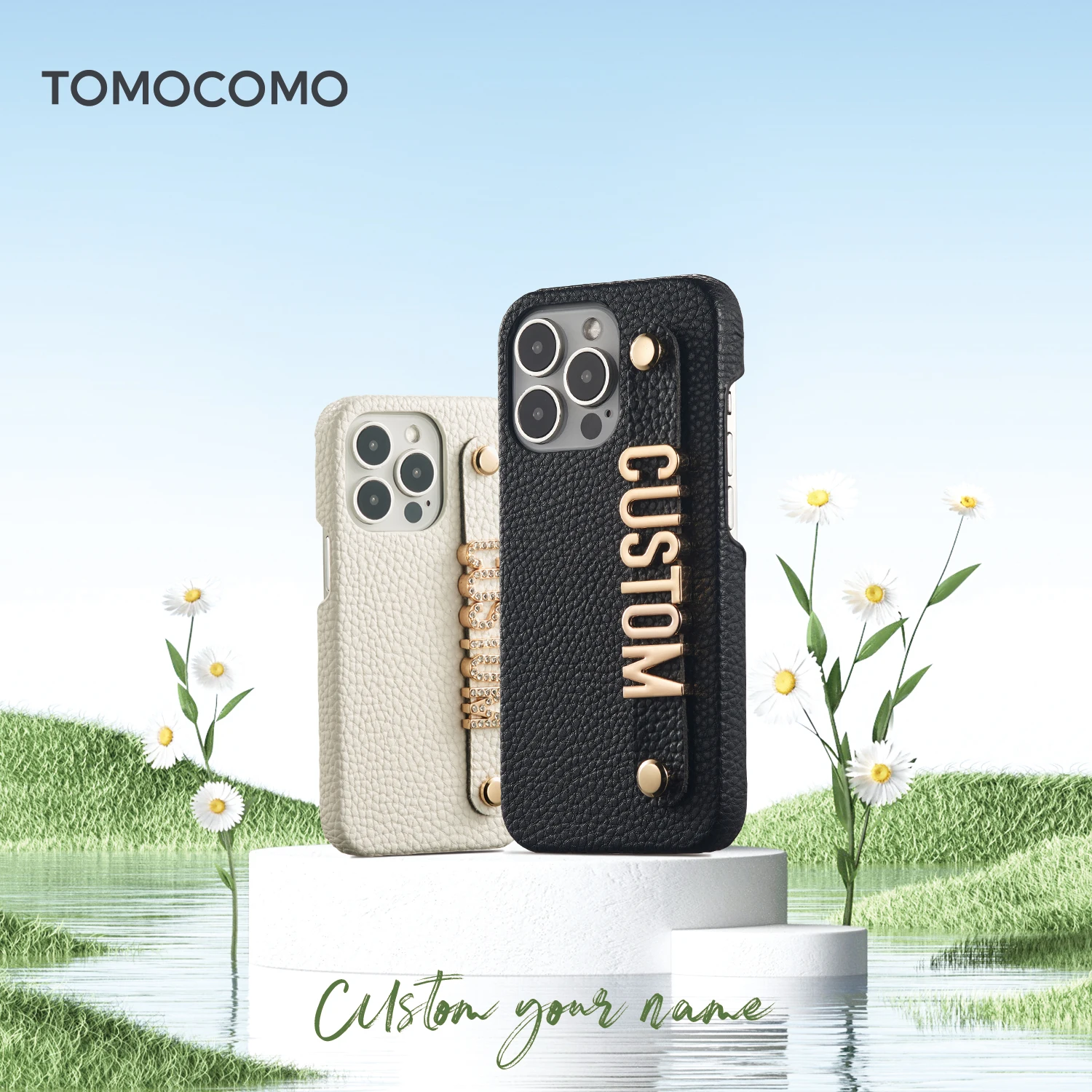

Tomocomo Personalized Custom Name Luxury Leather Phone Case For IPhone15 14 14ProMax 14Plus 13Promax 13 12 11Metal Letters Cover