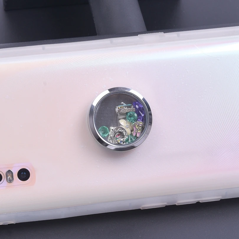 1Pc 25/30mm Round Glass Floating Memory Relicario Picture Stick Locket Pendant Fit Diy Mobile Phone Decoration Jewelry Wholesale - купить по