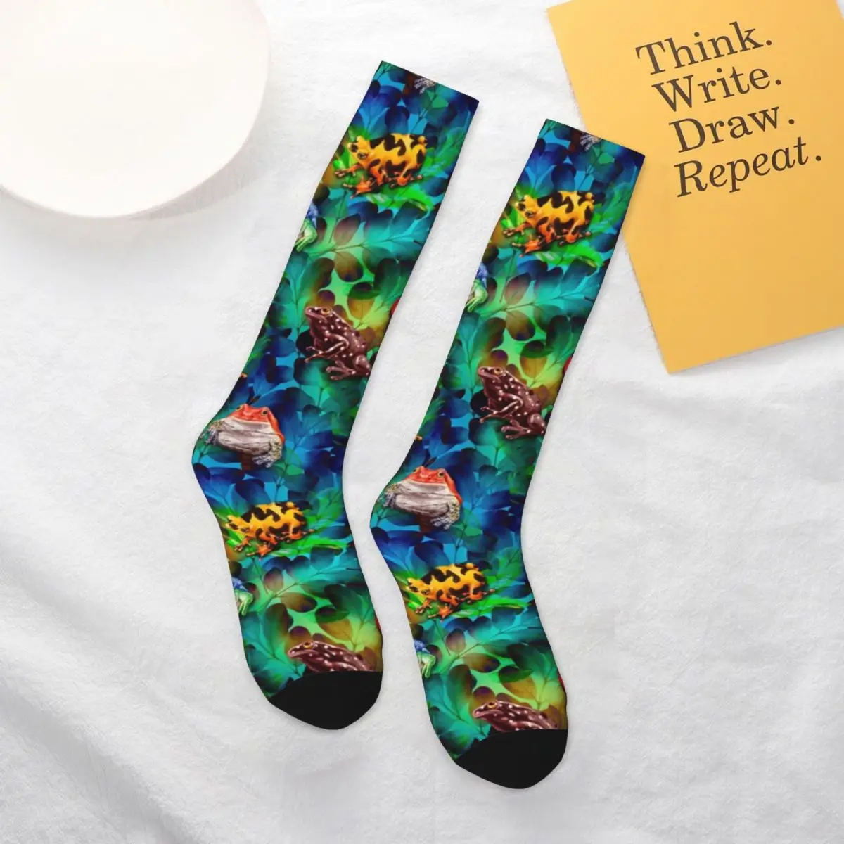 

Colorful Frog Art Socks Cute Frogs Trending Animal Elegant Teen Mid Stockings Large Chemical Fiber Running Quality Socks