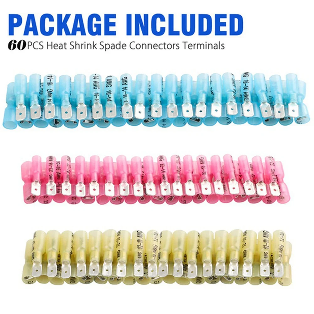 

60PCS Male Female Heat Shrink Bullet Terminals Wire Connectors Crimp Kit Set Electrical Connector