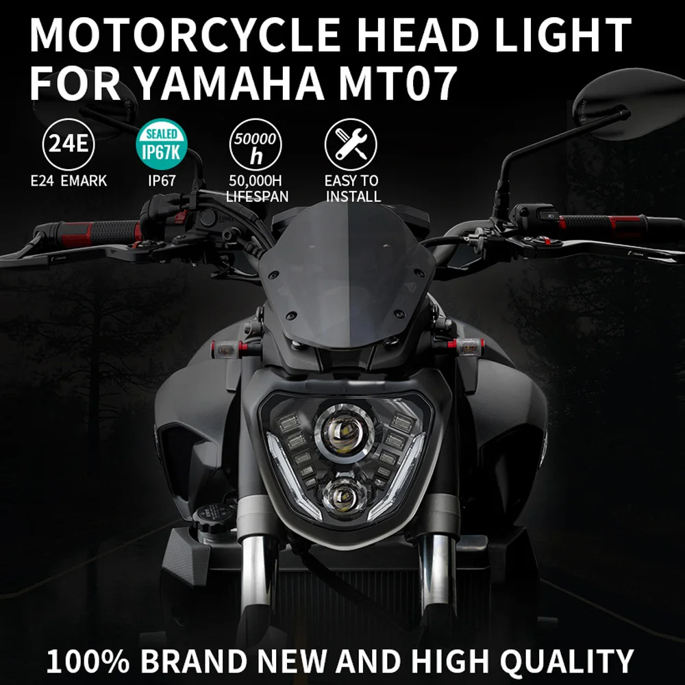 

For YAMAHA MT07 Headlight MT 07 MT-07 LED Lamp DRL FZ07 FZ 07 2014 2015 2016 2017 Motorcycle Headlight MT07 110W 12V MT-07 Light