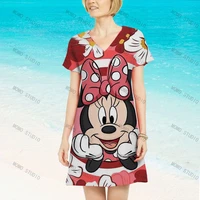 beach dress womens summer minnie mouse y2k cartoon dresses woman 2022 loose elegant casual disney party mickey sexy boho chic