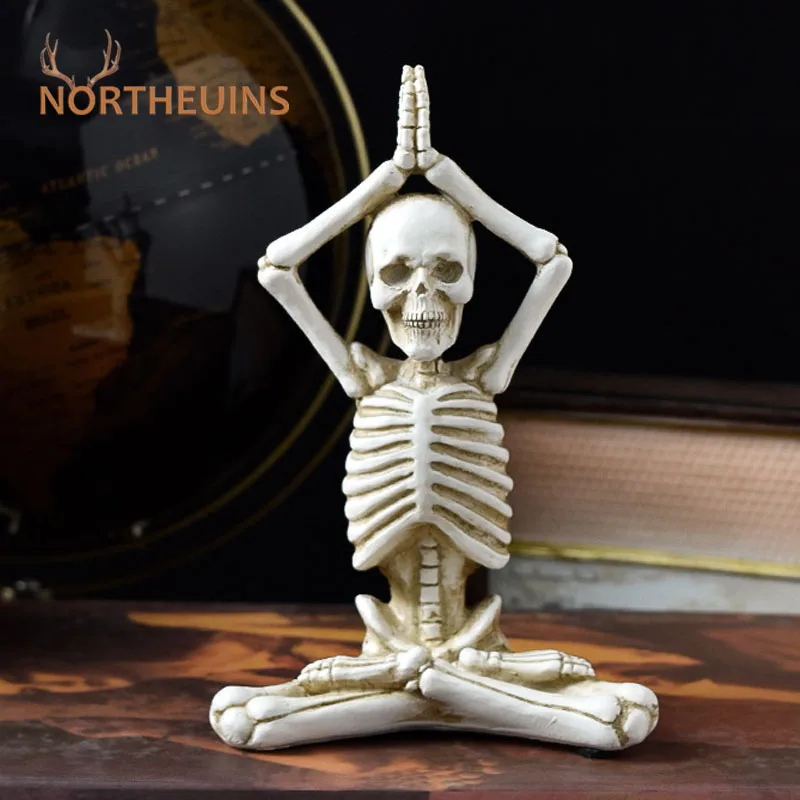 Модель черепа NORTHEUINS для йоги из смолы, персонаж для Хэллоуина, привидения, фестиваля, украшение для дома, гостиной, художественное украшение