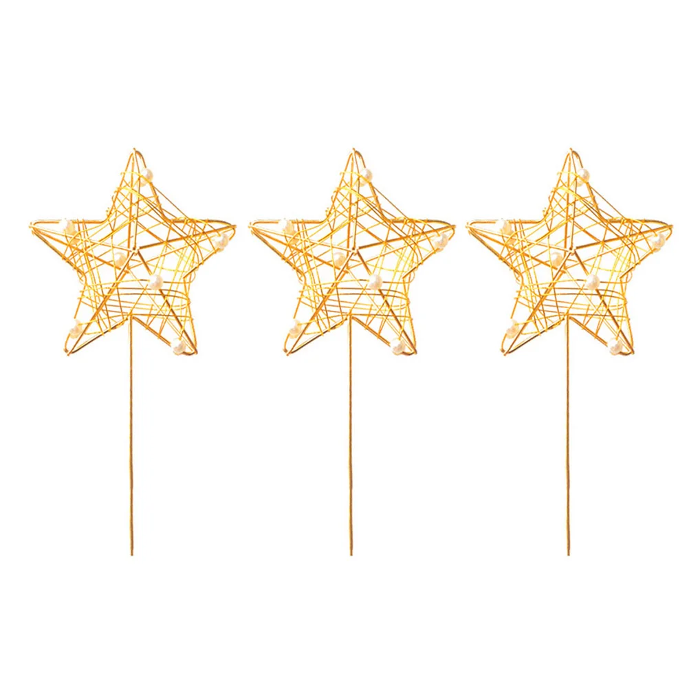

3 PCS Moon Cake Topper Wedding Cupcake Decor Toppers Picks Three-dimensional Iron