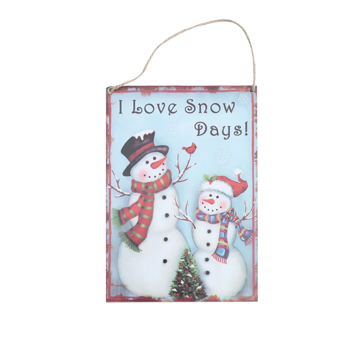 

Christmas Wooden Hanging Plaque I Love Snow Days Door Sign Hanger Wall Decoration