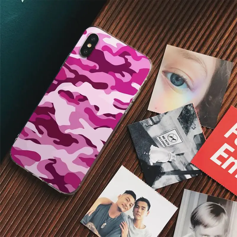 Camouflage Pattern Phone Case For iPhone 13 14 Pro Max XS XR 12 11 Pro 13 Mini 6 7 8 Plus Clear Back Cover Capa
