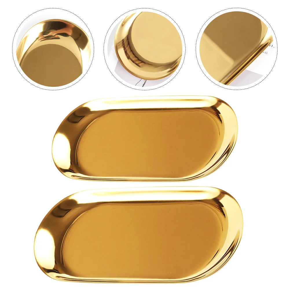 

2Pcs Room Gold Trays For Coffee Table Gold Trays Decorative Gold Serving Trays for Women Home Living Room Adults