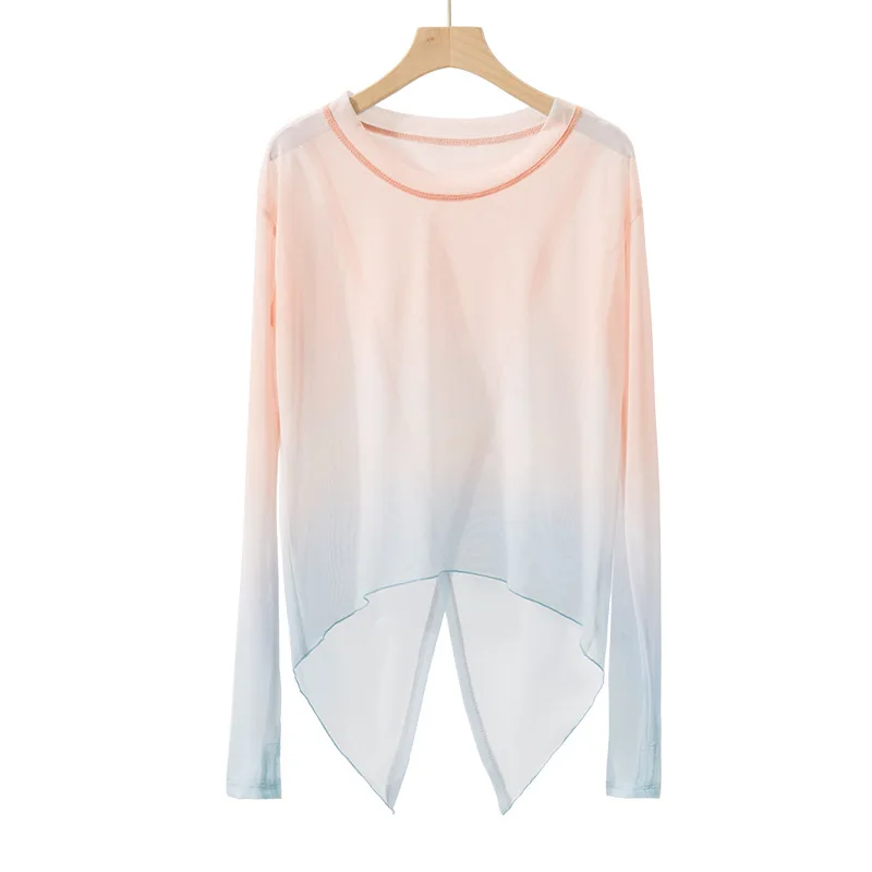 Спортивные рубашки с открытой спиной и длинным рукавом для тренировок женские